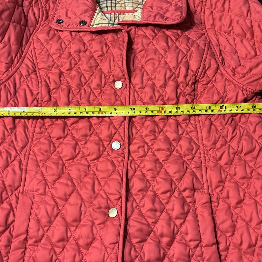 LL Bean Diamond Quilted Plaid Lining coral Women’s Riding Jacket Small 268156 - Picture 4 of 12